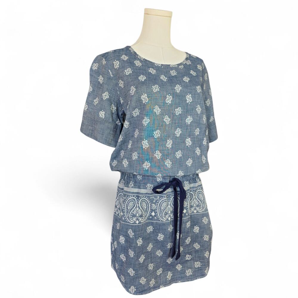 GAP Blue Paisley Pocket Short-Sleeve Dress